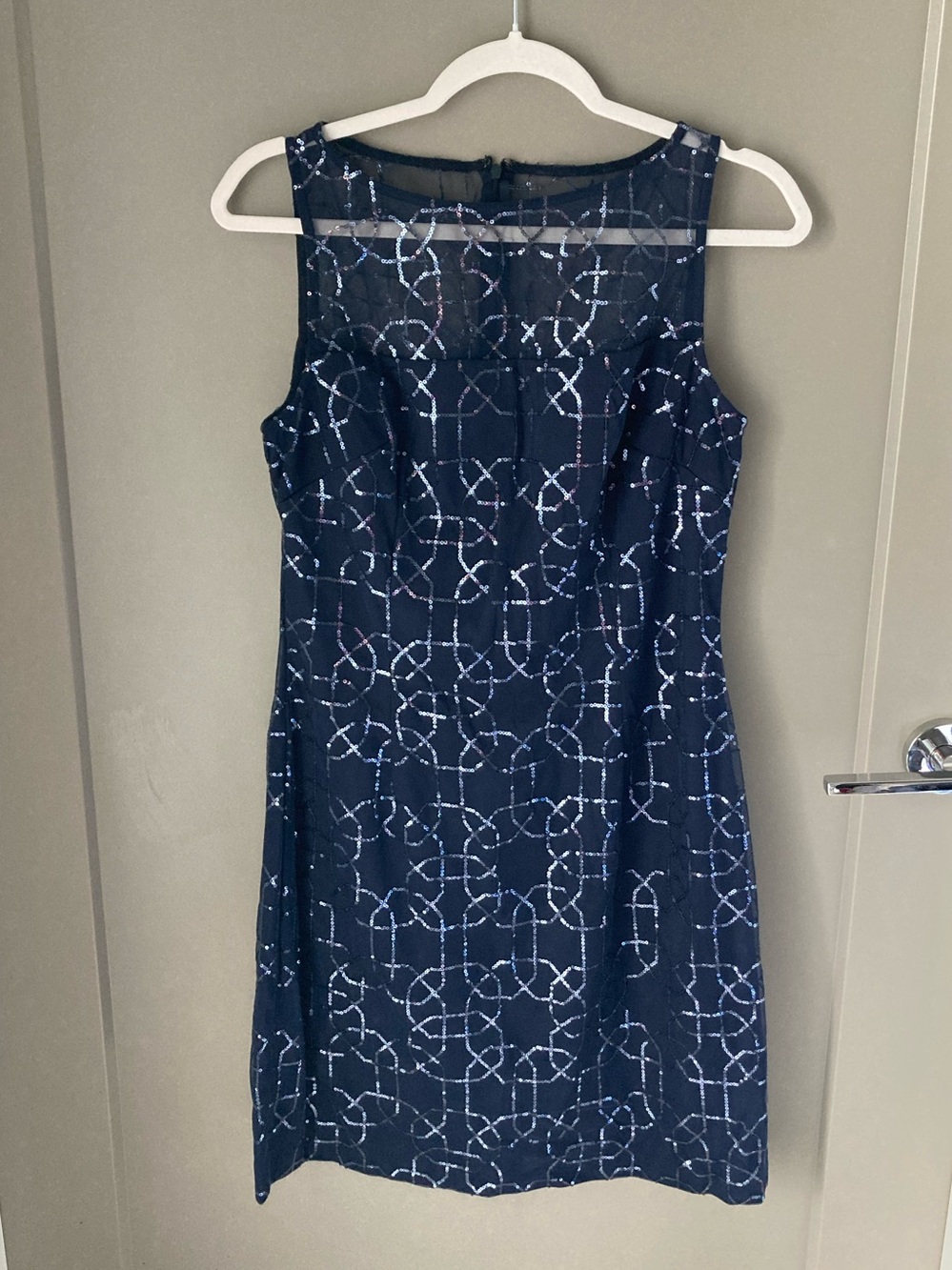 American Living Navy Sheath Dress with White Geometric Print